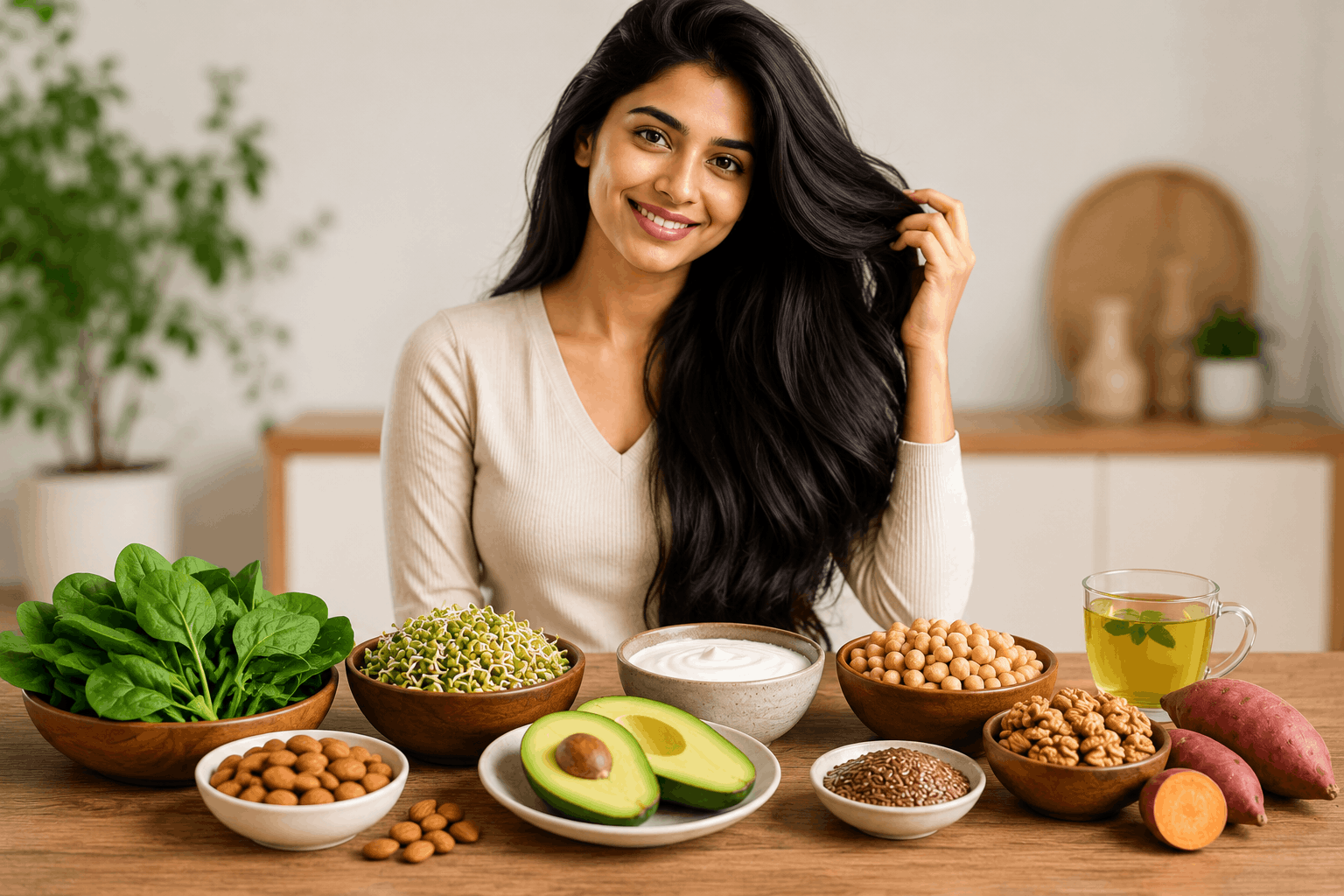 best diet for hair growth Indian foods amla dal eggs and nuts for thick strong hair
