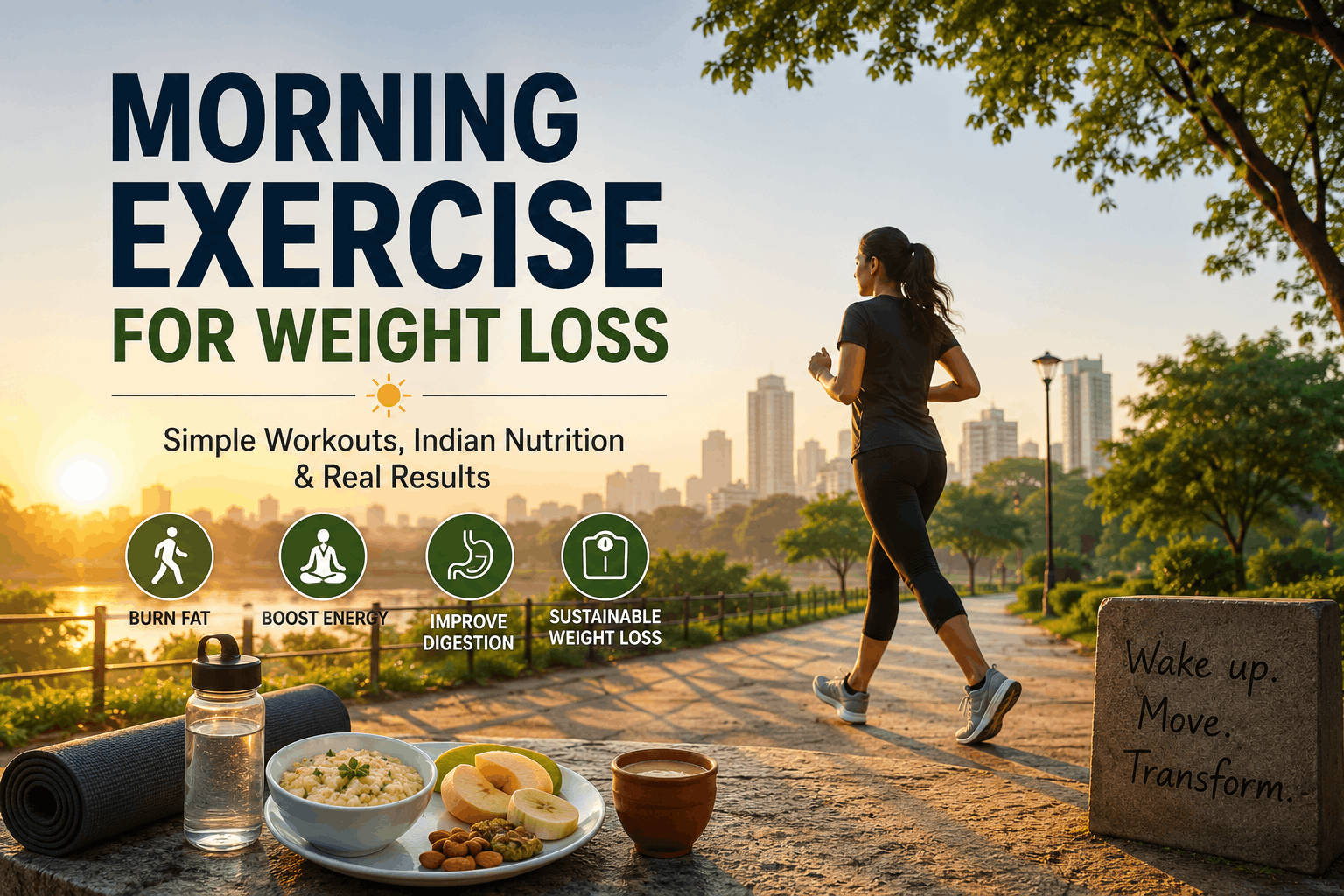 Morning exercise for weight loss routine outdoors in India