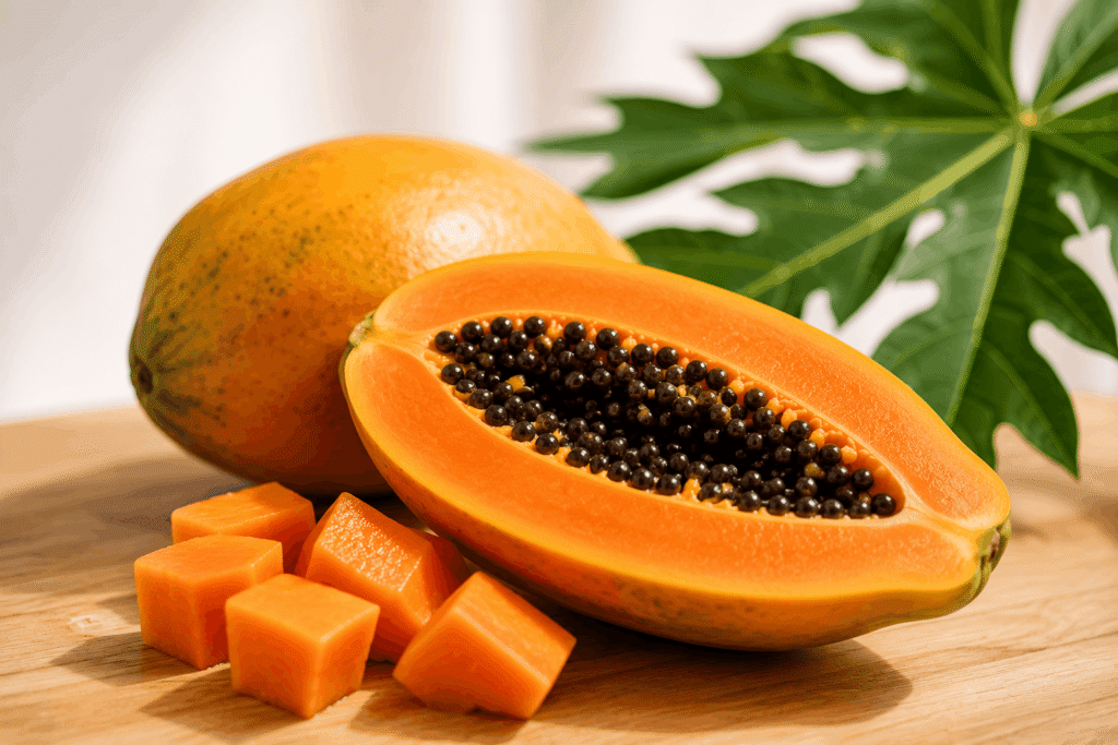 Fresh ripe papaya for naturally glowing skin and healthy complexion