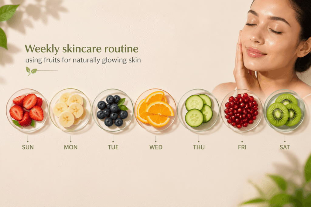 Weekly skincare routine using fruits for naturally glowing skin