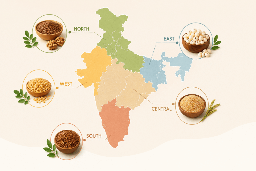Region-wise Indian superfoods for better health across a diet plan