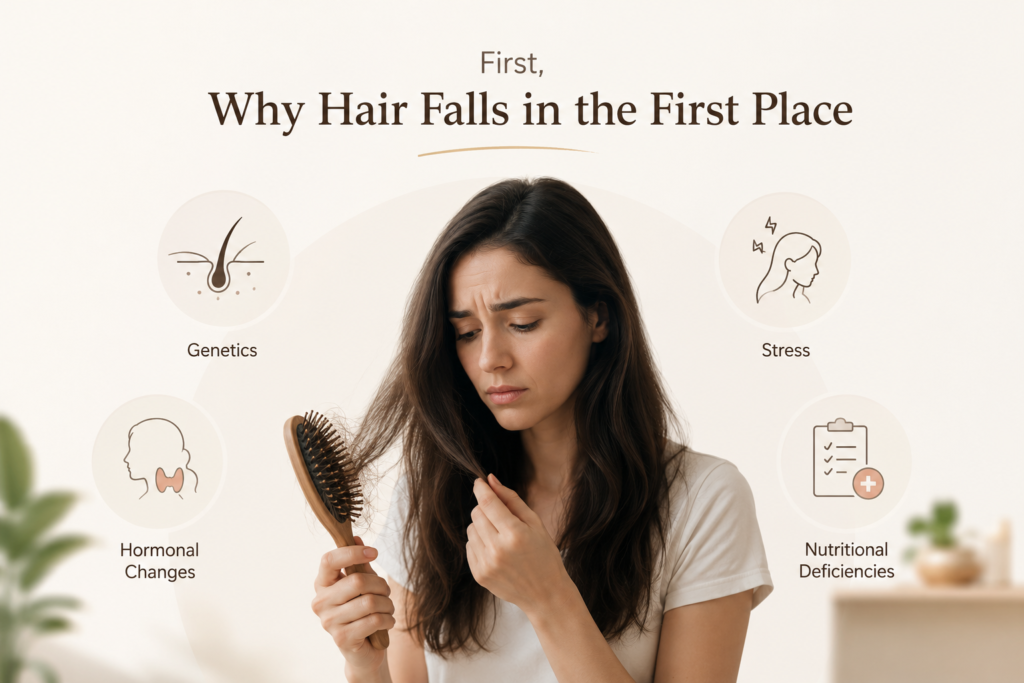  hair does not fall because your shampoo is wrong. It falls because your body is trying to tell you something. 