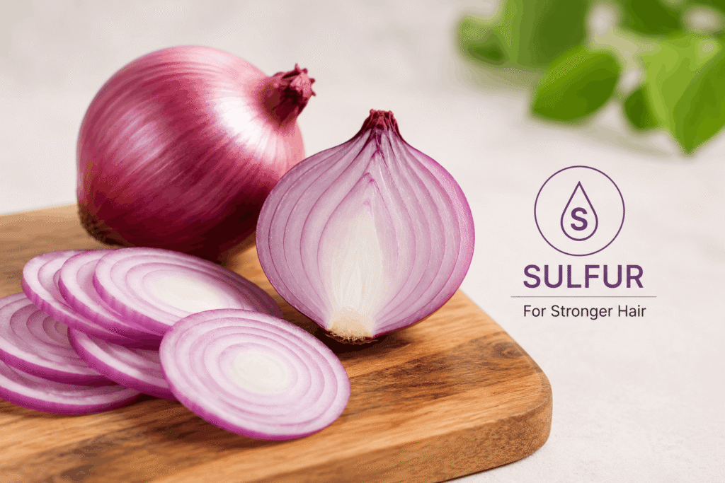 Sliced raw onions rich in sulfur for stronger hair growth diet plan