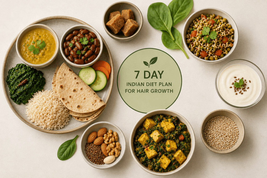 7 day Indian diet plan for hair growth with balanced meals and nutrients