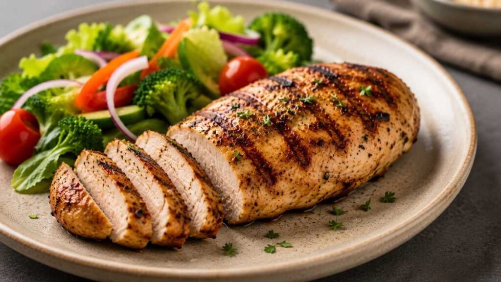Grilled chicken breast, one of the highest protein-rich foods
