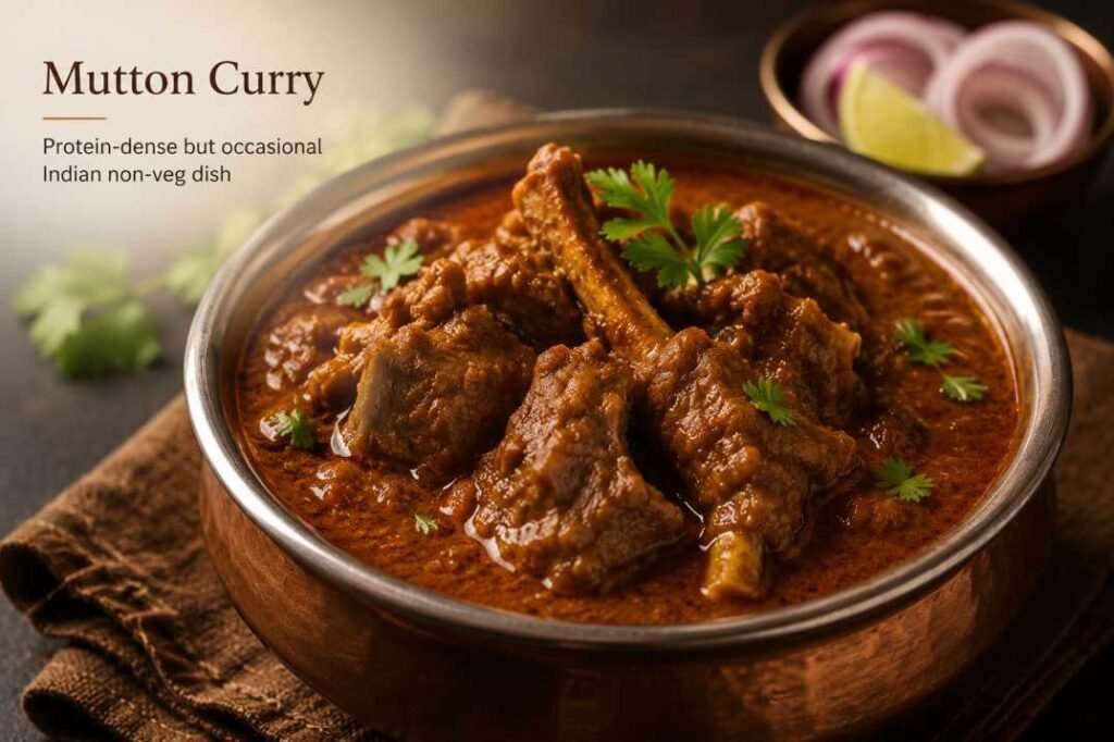 Mutton curry, a protein-dense but occasional Indian non-veg dish