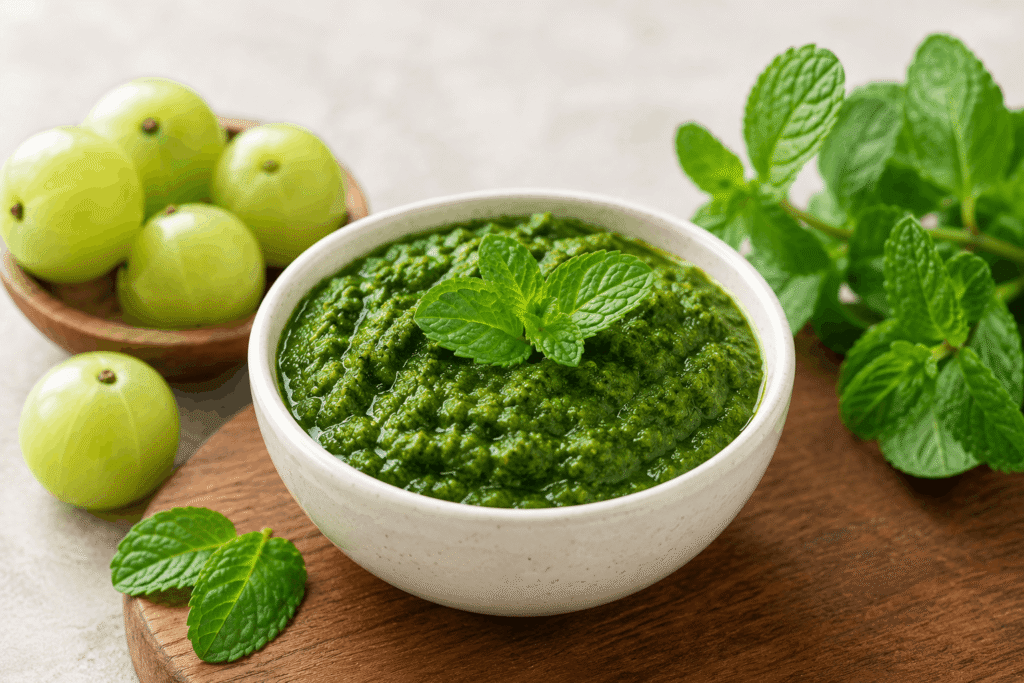 Amla mint chutney, a simple vitamin C rich recipe
